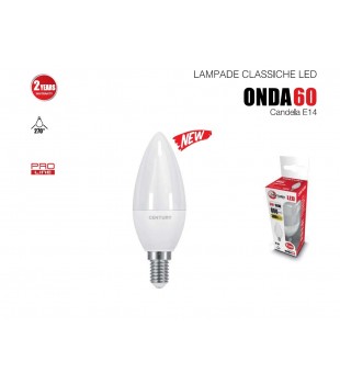 Lampada LED ad alta resa Candela/Oliva Century - ONDA E14 8W 806 Lm, fascio 270°, 3000°K